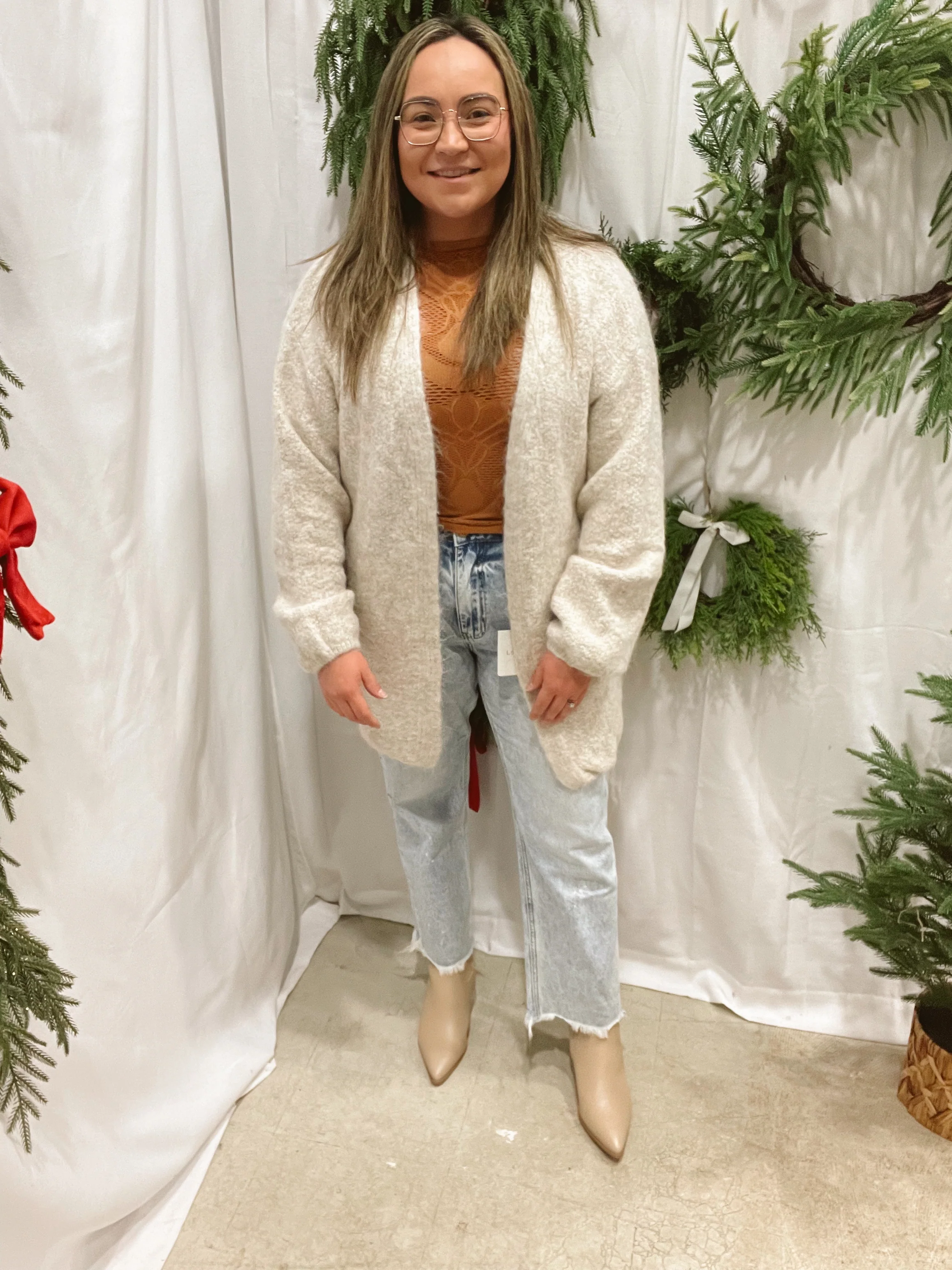 Oatmeal Brushed Sweater Cardigan-Cardigans-wishlist-The Silo Boutique, Women's Fashion Boutique Located in Warren and Grand Forks North Dakota