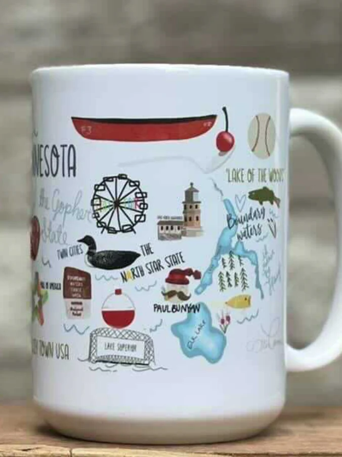 Minnesota Coffee Mug-Coffee Mugs-ivory and sage-The Silo Boutique, Women's Fashion Boutique Located in Warren and Grand Forks North Dakota